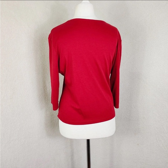 Spirit of the Andes Red 3/4 Sleeve Pima Cotton Scoop Neck Top Size L - Picture 2 of 6